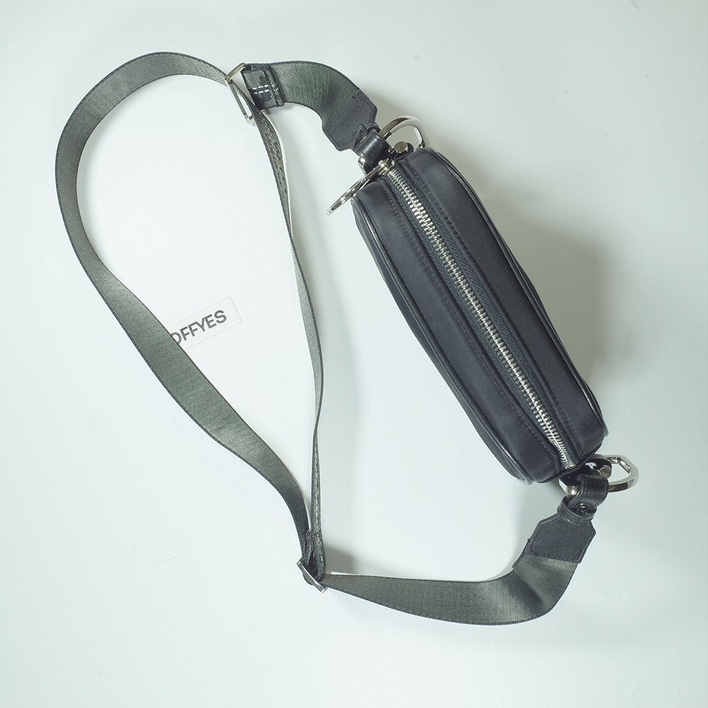 Logo Print Crossbody Bag Black Industrial Strap Shoulder Bag Women Men Side Sling Bag Hype Street Fashion Cross Body Messenger Bag