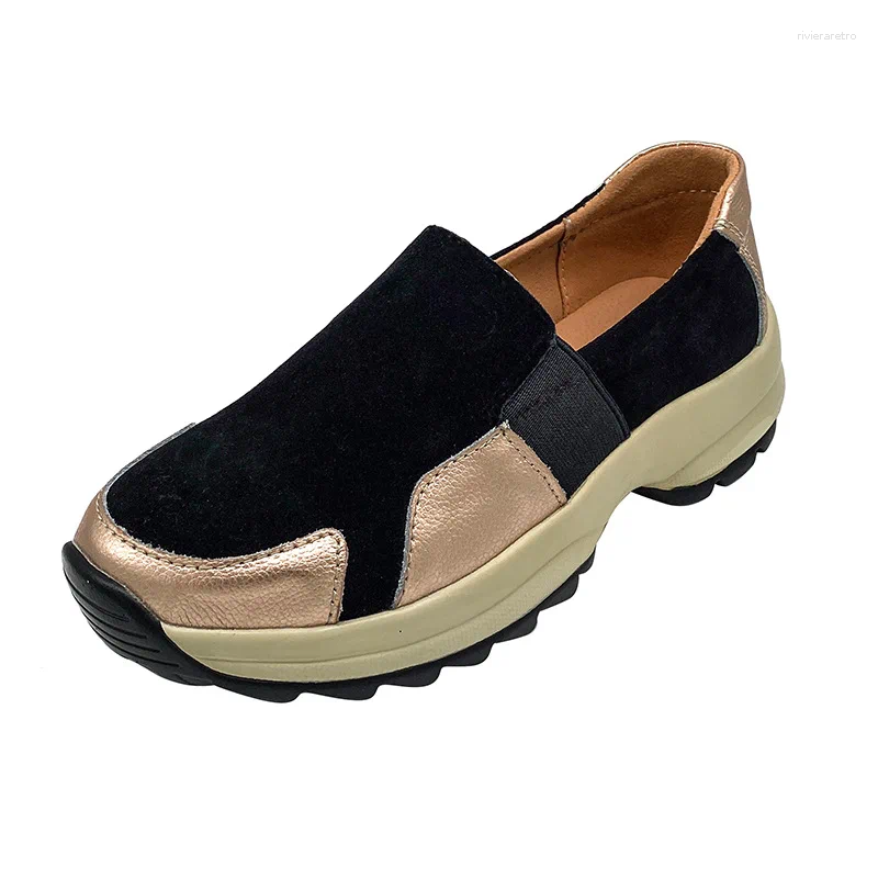 Casual Shoes Spring Autumn Woman Genuine Leather Women's Loafers Slip On Ladies Shoe Square Toe Moccasins Flats Female Sneakers