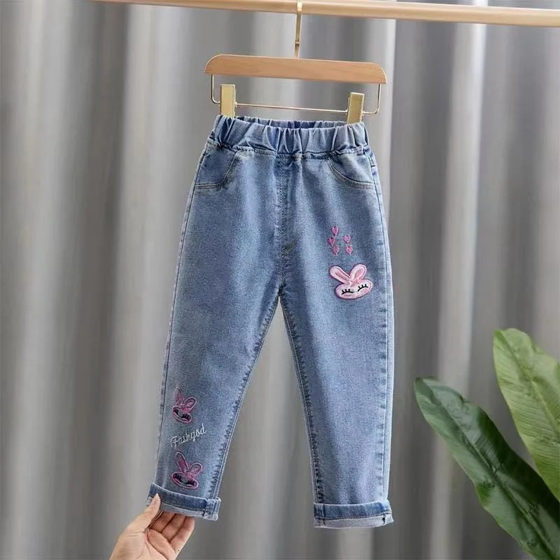 IENENS Kids Baby Girls Casual Clothes Jeans Trousers Toddler Infant Denim Clothing Pants Children Bottoms 1 2 3 4 5 6 7 Years 240531