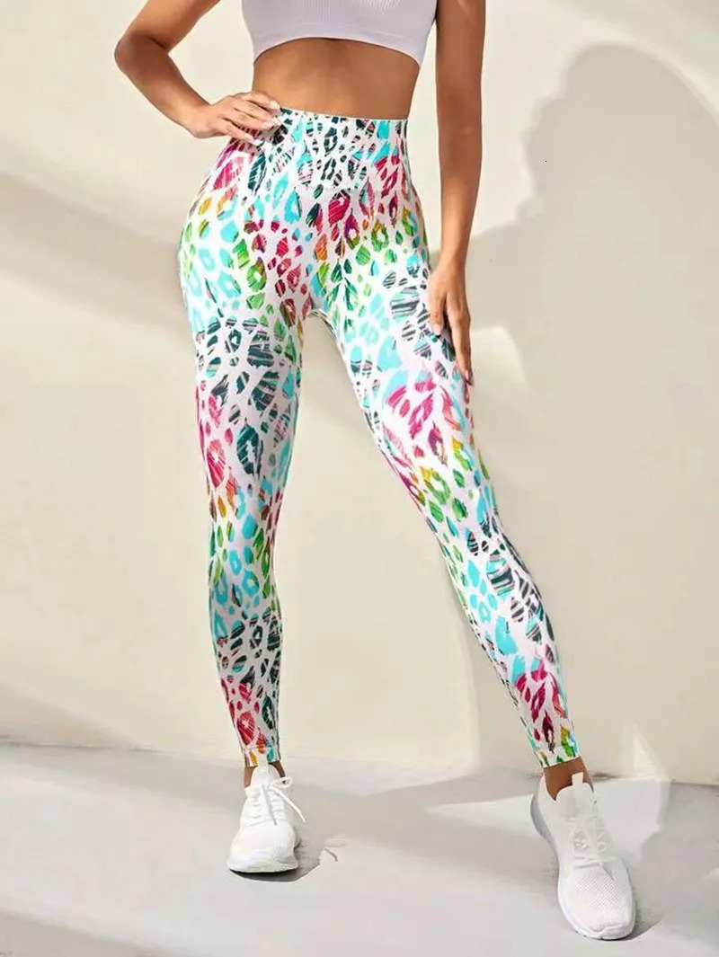 3D Print Tie Dye Sports Pants Women Seamless Leggings High Waist Fitness Push Up Gym Clothing Workout Tights 240531