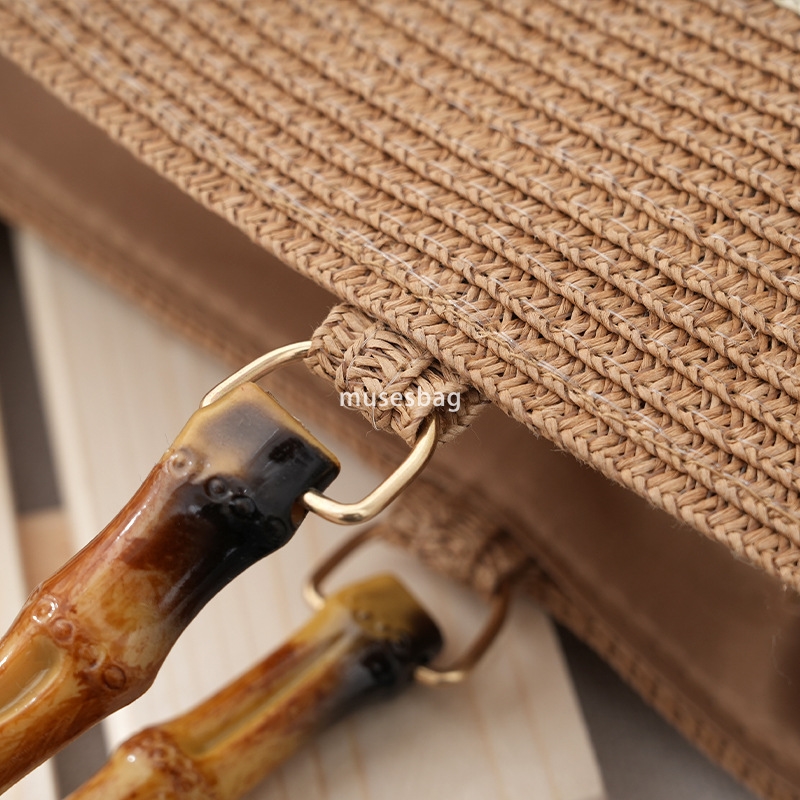 Fashion straw woven bag for women's beach bag designer luxury mini shoulder bag retro women's high-quality handbag versatile large capacity 
