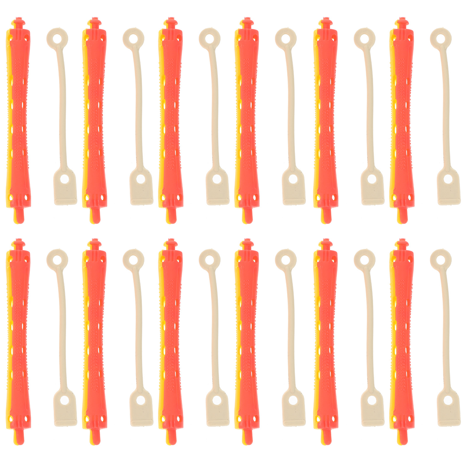 24 Pcs Hollow Roll with Rubber Band Hair Perm Kit Rollers Rods Plastic for Natural Barber Miss