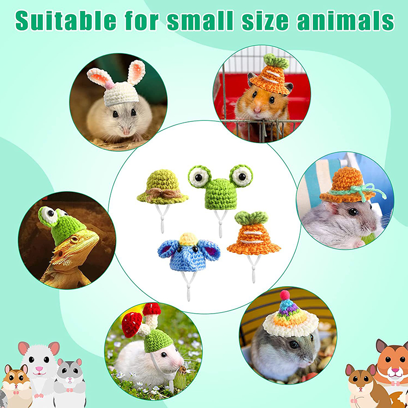 Hamster Hat Guinea Pigs Assessories Small Animals Decor Hand Knitted Pet Hats Lizard Bird Rabbit Party Clothes Costume Pet Caps