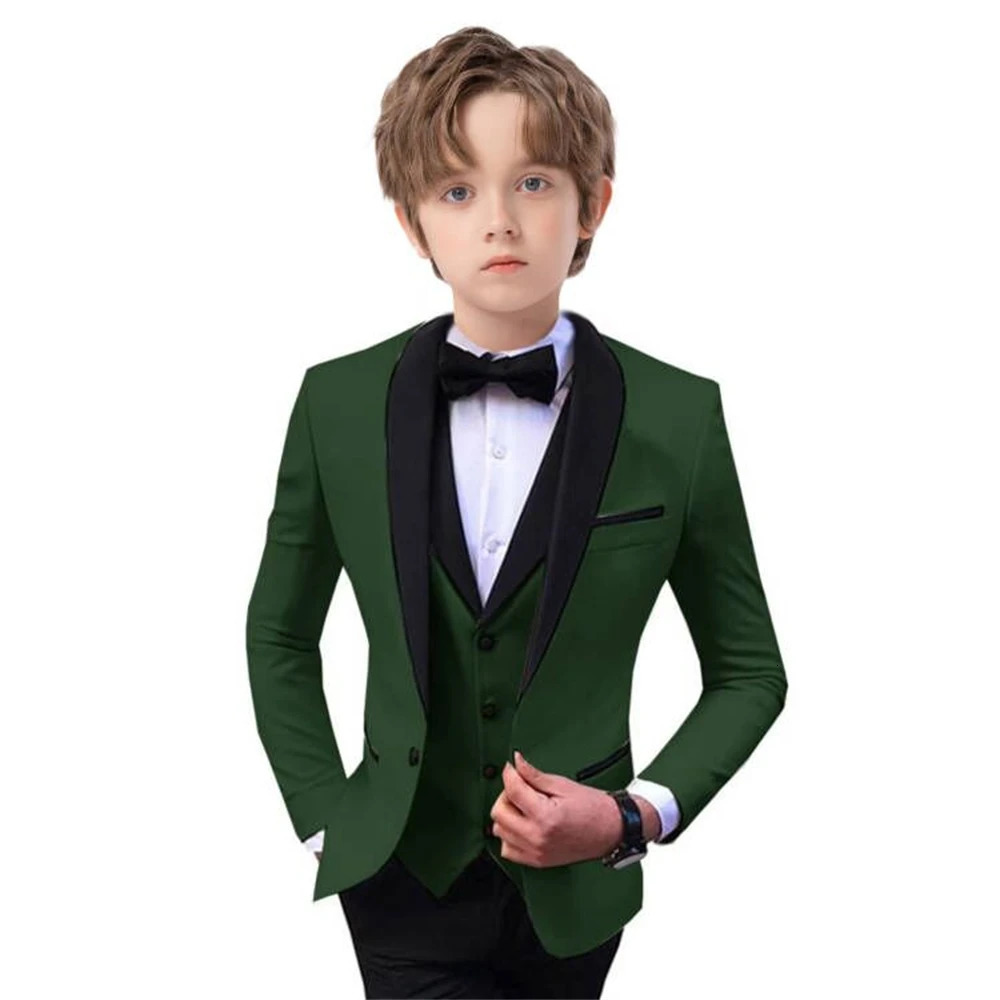 Stylish Slim Fit Boys Suit Set 3 Pieces Tuxedo For Formal Occasion Blazer Vest And Pants Kids Outfit For Wedding Prom Fast Ship 240531