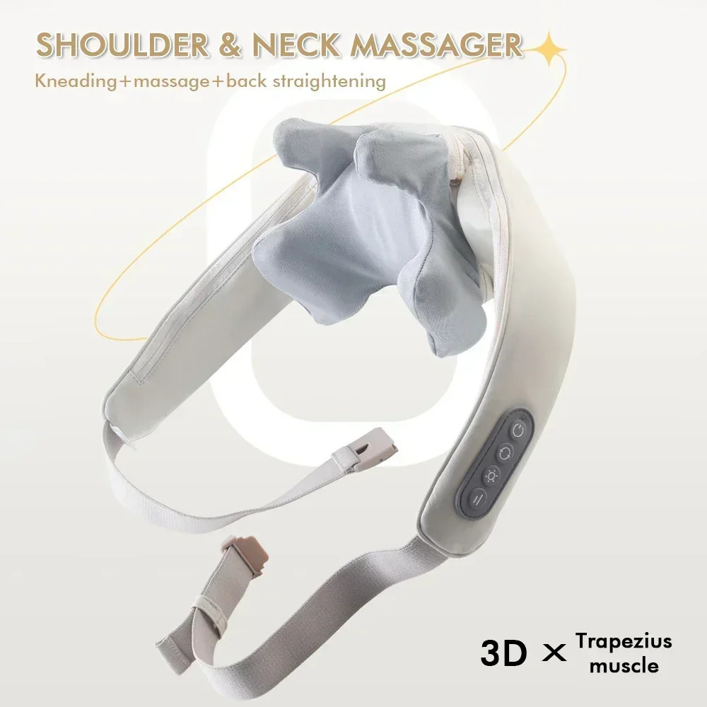 Electric Neck And Back Massager Wireless Shoulder Kneading Massage Pillow Trapezius Cervical Shawl y240516