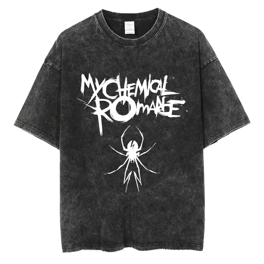 Rock Band My Chemical Romance Washed T Shirts The Black Men Women Punk Hip Hop Short Sleeve Cotton Shirt Oversized Tees 240529