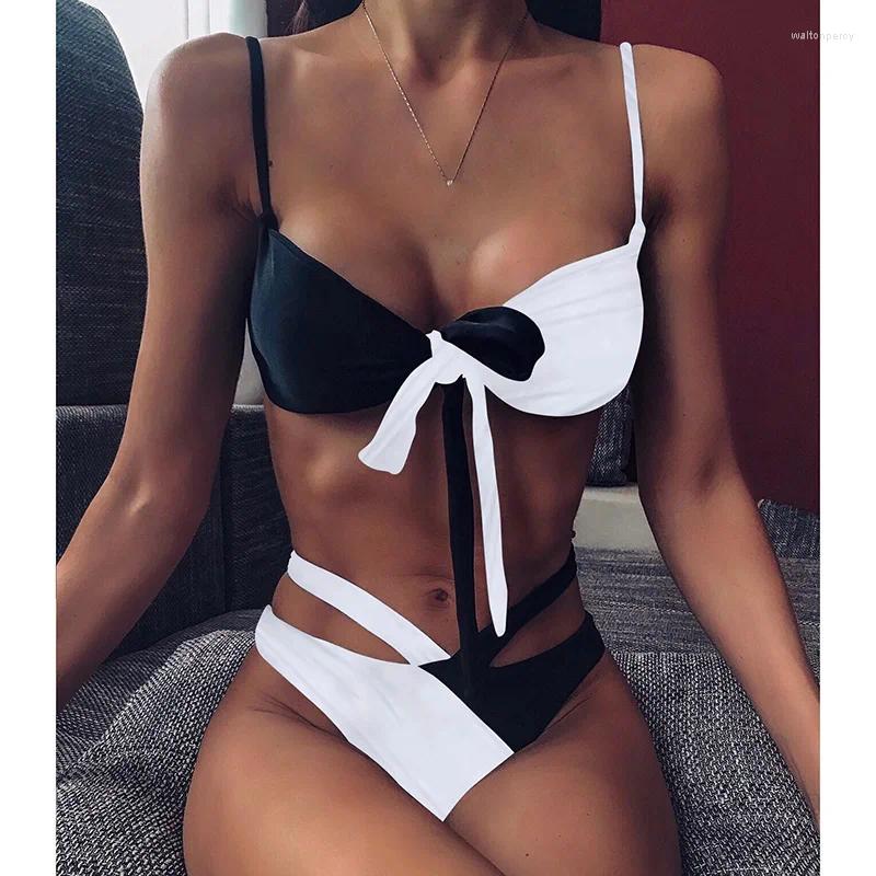 Womens Swimwear Push Up Bathing Suit Swimsuit Biquini Bandage Bikini Sexy Leopard Women Removable Padding High Waist Set Wrap