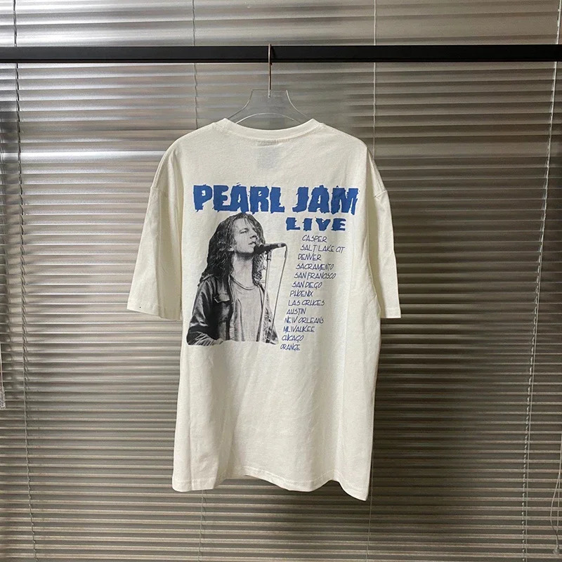 PearI Jam Rock Band Washed Cotton Vintage T Shirt Streetwear Quality Graphics Printing KENIJIMA same men clothing 240531