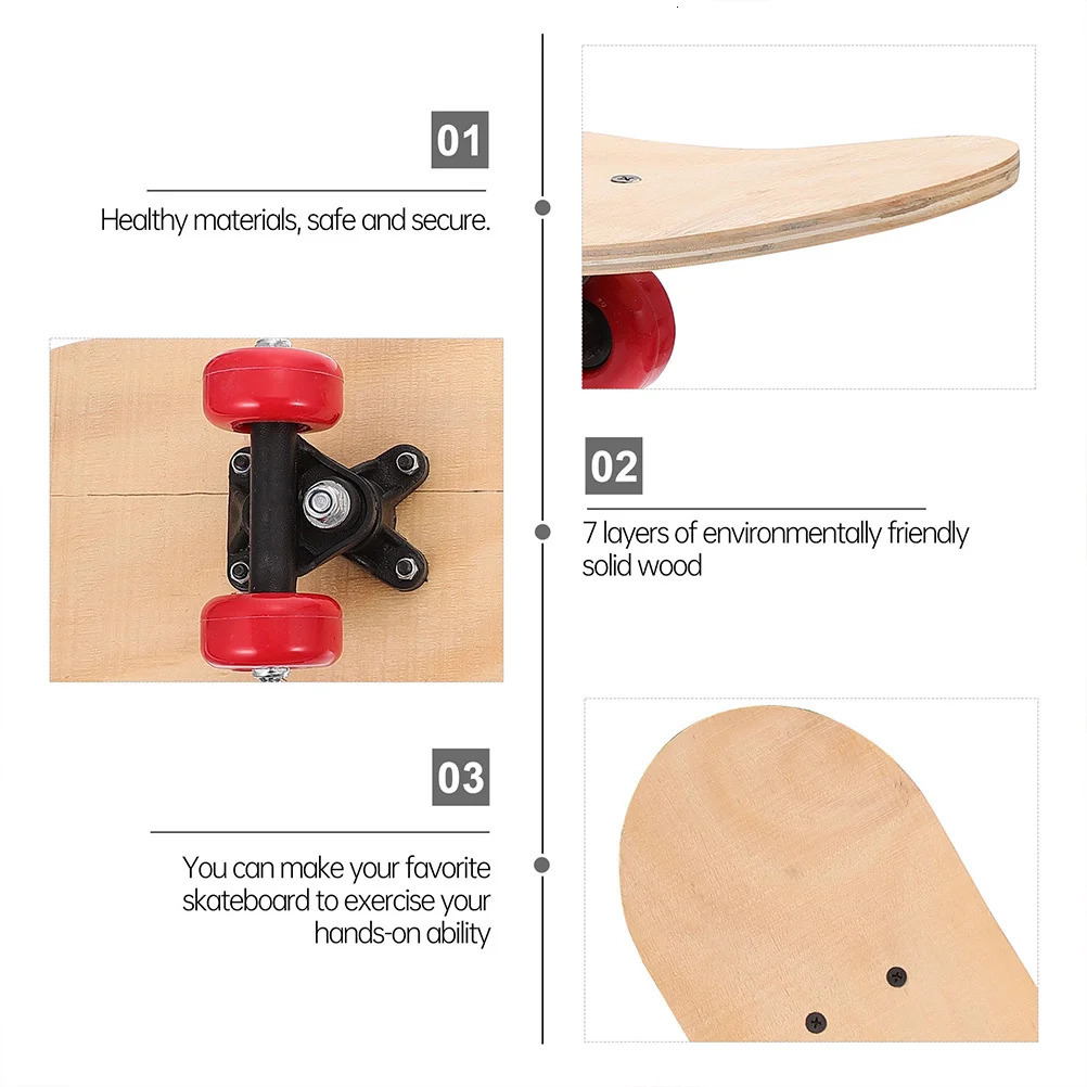 DIY Blank Skateboard Wooden Decks Longboard Wheel Truck Game Toys Outside Kids For Beginner Random 240528