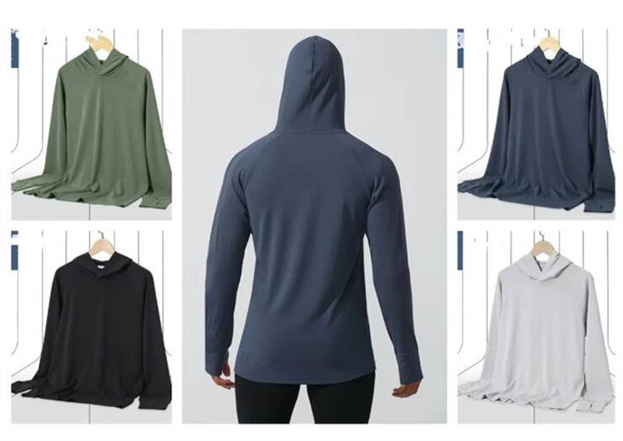 2024 Yoga clothes Spring Autumn New Mens Hooded Pullover Running Sports Fitness Clothes Breathable Casual Long-sleeved Hoodies