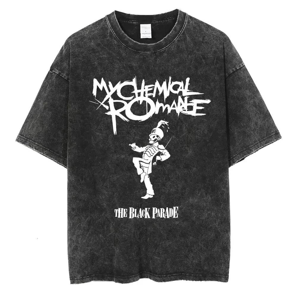 Rock Band My Chemical Romance Washed T Shirts The Black Men Women Punk Hip Hop Short Sleeve Cotton Shirt Oversized Tees 240529