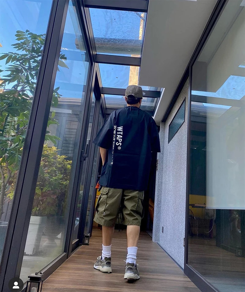 WTAPS Mens Clothing Digital Print Green Short Sleeve Shirt High Street Casual Summer Cotton Tee Breathable and Comfortable 240531