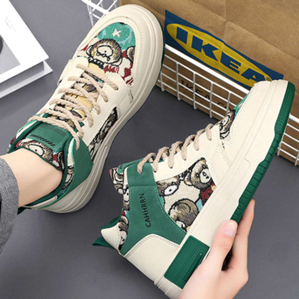 Ddmyoutdoor Men S Casual Thick Soled High Top Sneakers For Men New Male Designer Lovely Bear Canvas Tennis Shoes Tenis Mascuos