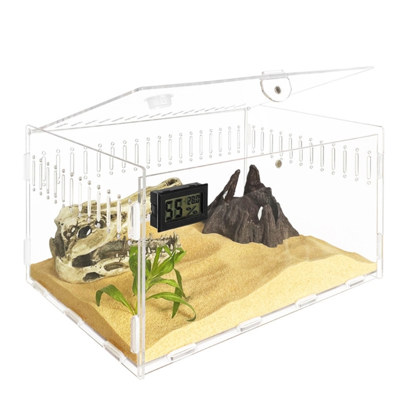 Reptiles Feeding Box Breeding Case Mini Acrylic Terrariums Clear Insect Habitat for Mini Lizards Pet Centipedes