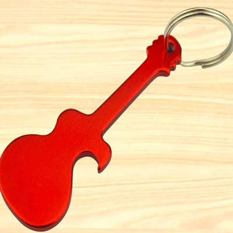 Guitar Shaped Openers Keychain Metal Key Ring Bottle Opener Can Custom 0605