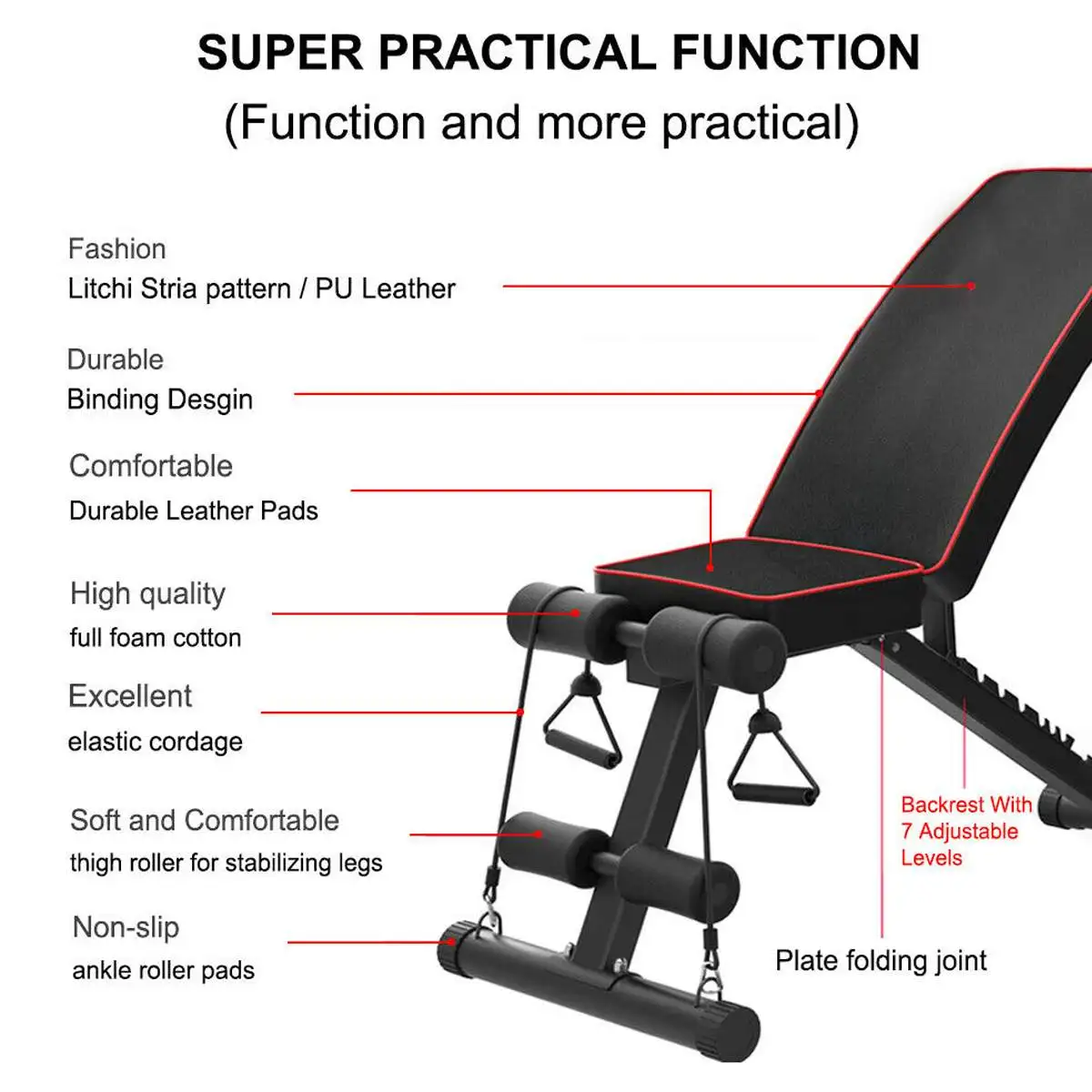 350KG Pro Sit Up 7 Gear Adjustment Weight Incline Decline Foldable Workout Gym Exercise Sit-up Bench