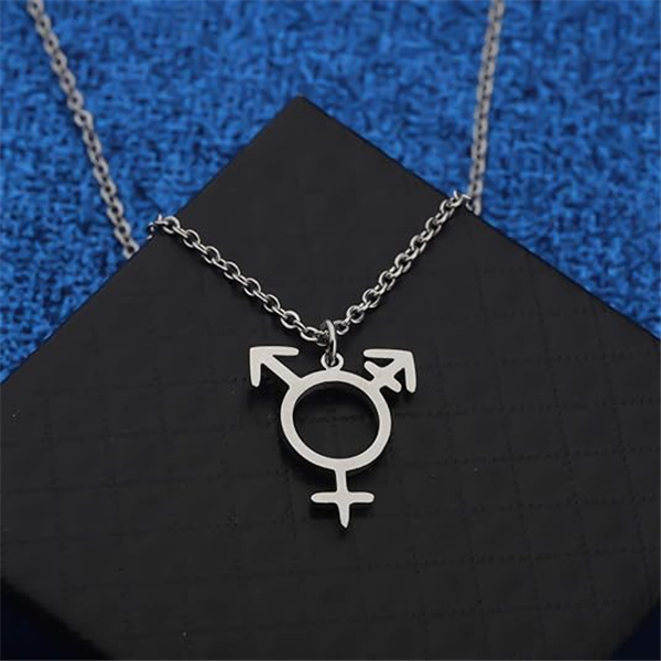10PCS Transgender Symbol Pendant Necklace Male and Female Trans Gender Sign Stainless Steel Lgbt Queer Bisexual Lesbian Pride Gay Charm Chain Choker