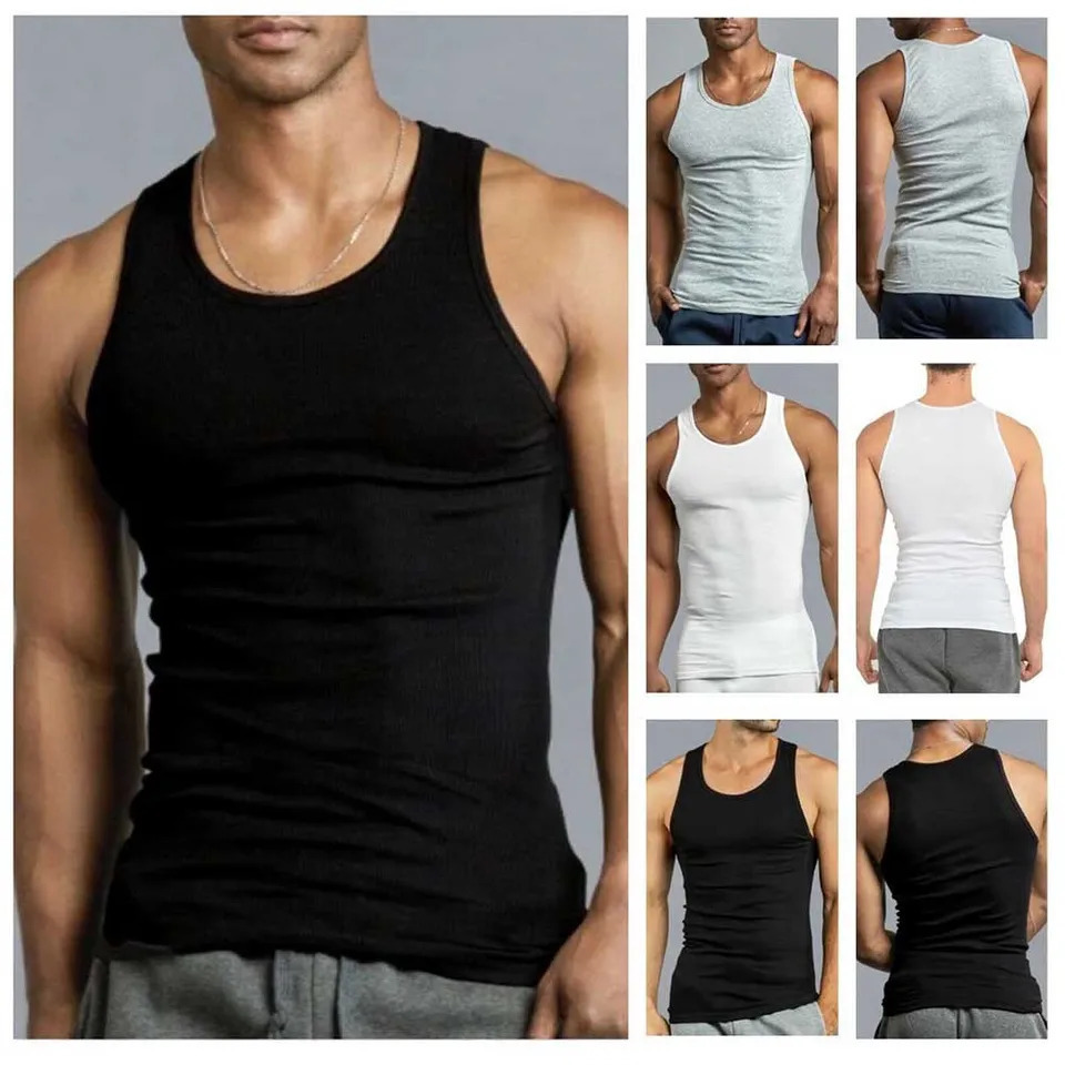 Mens Tank Tops Undershirt Gym Workout Stringer Fitness T Shirt Beater Sleeveless Gyms Vests Cotton Singlets 240529