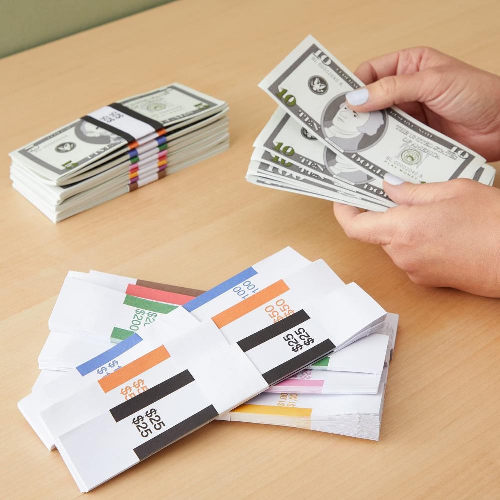 Cash Binder with Adhesive Strip Cash Strap Organizer Money Band Bundles Self-sealing Cash Straps for Banks Hospitality for Money