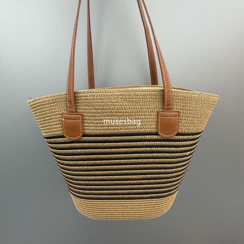 Fashion Women's Handbag Retro Shoulder Bag Designer Women's Grass Woven Bag Single Shoulder Woven Bag Large Capacity Women's Beach Bag