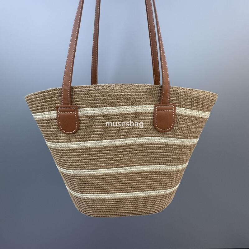 Fashion Women's Handbag Retro Shoulder Bag Designer Women's Grass Woven Bag Single Shoulder Woven Bag Large Capacity Women's Beach Bag