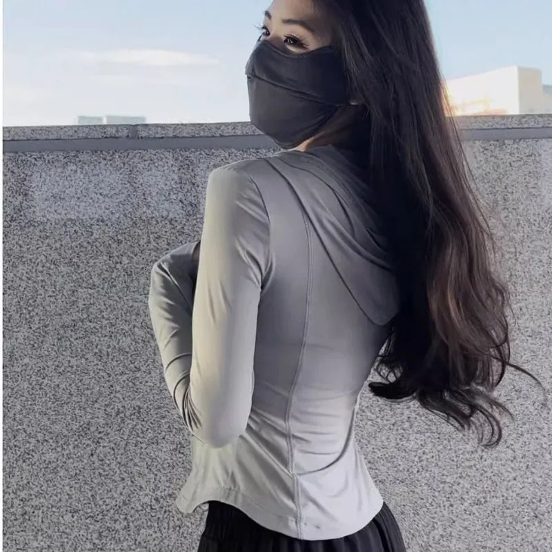 Pink Ice Silk Sunscreen Clothes for Womens Sports Summer Thin Breathable UV Protection Sweatshirts Slimming Short Hooded Top 240531