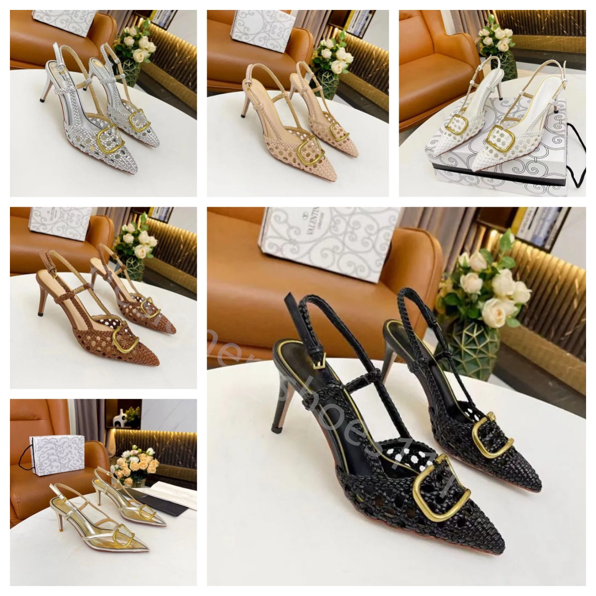 new sandals designer high heels womens sandals Genuine Leather Straw hollow breathable dew with fashion outdoor casual shoes stilettos shallow beach sandals.