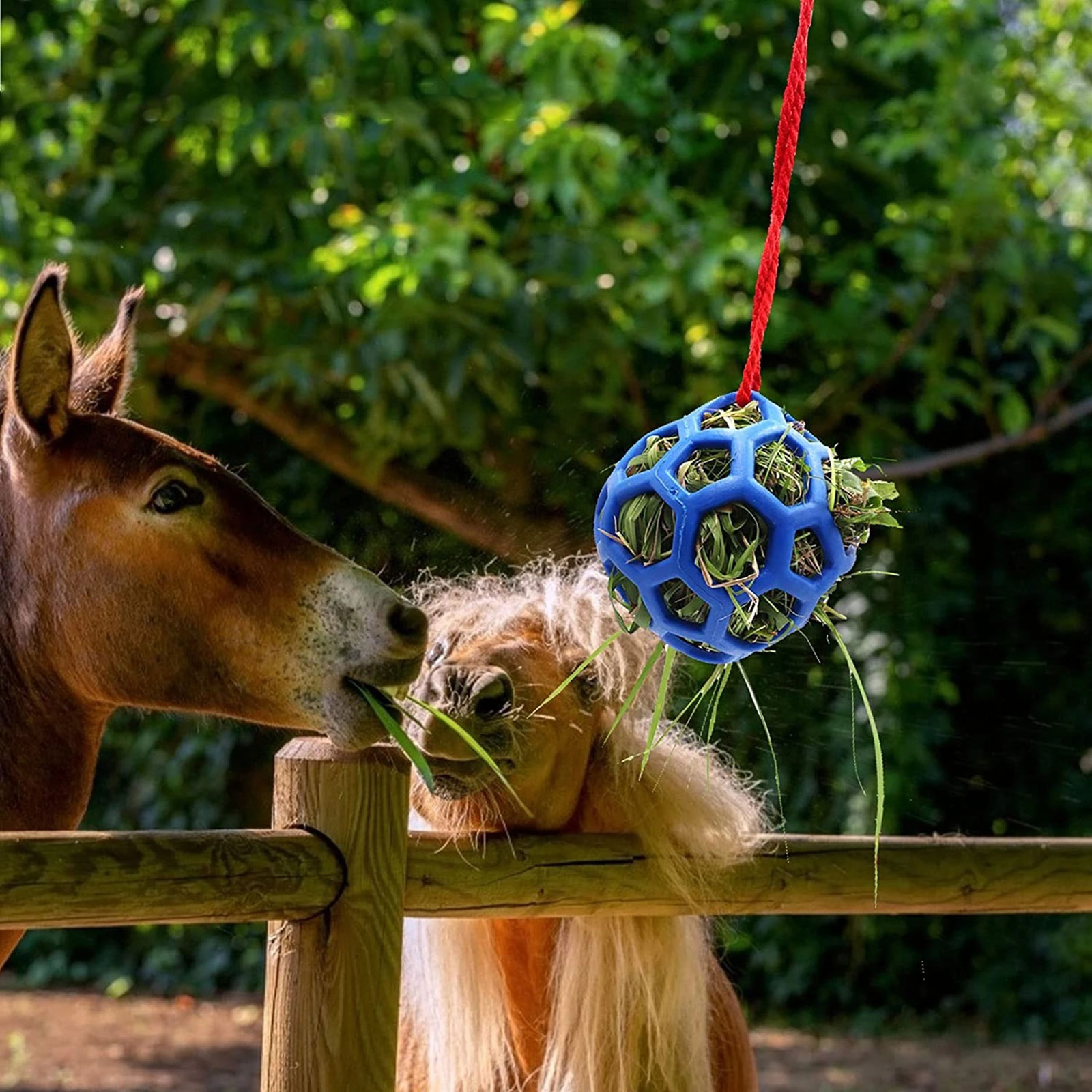 Horse Treat Ball Feeder Toy Hay Ball Hanging Feeding Toy for Horse Stable Stall