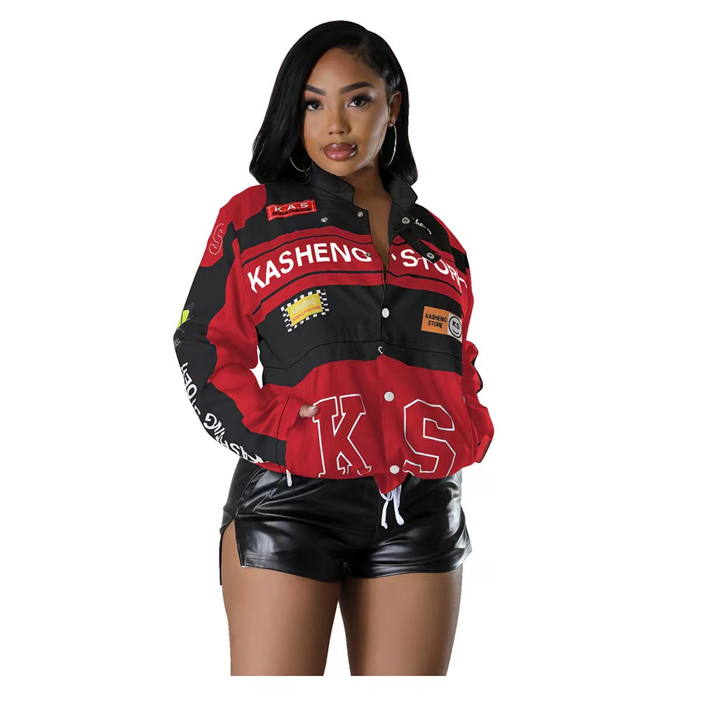 Fashion jacket new women jackets short cloth long sleeve letter printed designer jacket hip hop cool clothing high waist Windbreaker outdoor wear Moto