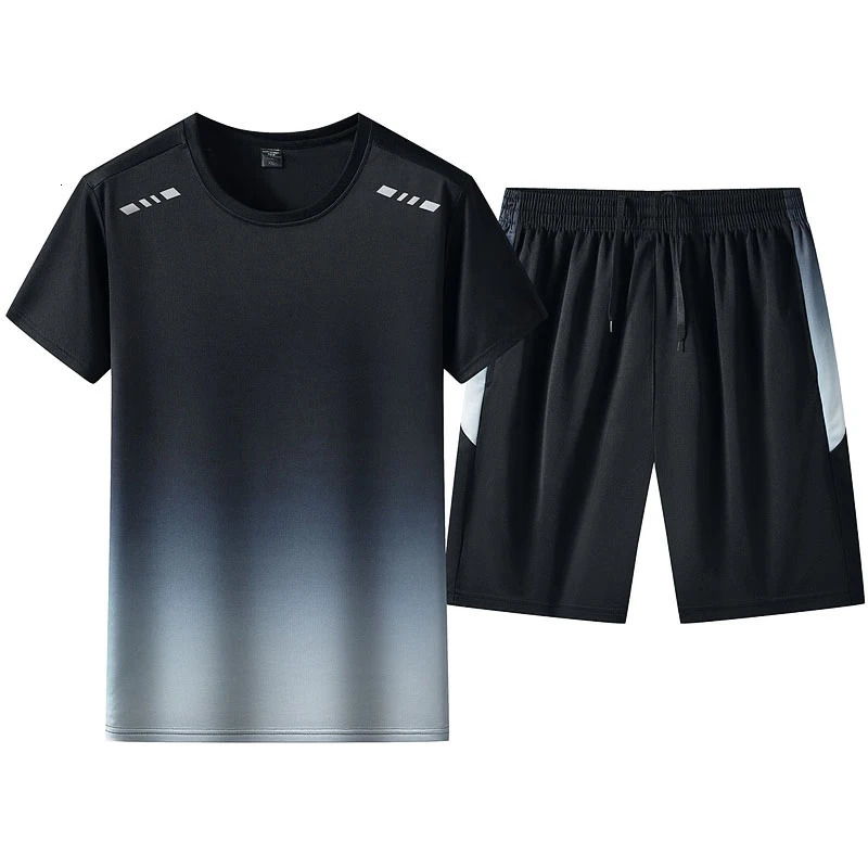 Summer Short Sleeve Tshirt Pants Fashion Handsome Suit Men Loose Everything with Five Points Shorts Twopiece Set 240531