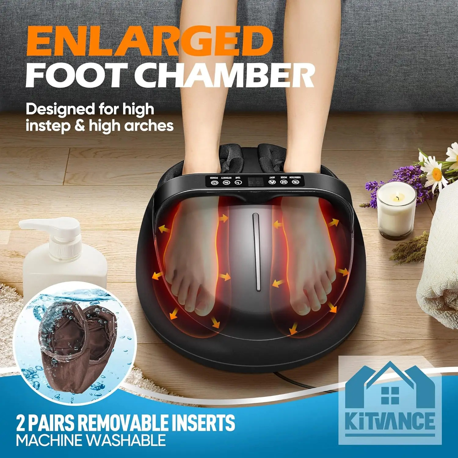 Foot Massager Heating Therapy Compression Shiatsu Knead Roller Muscle Relaxation Pain Relief Electric Massage Machine 240516