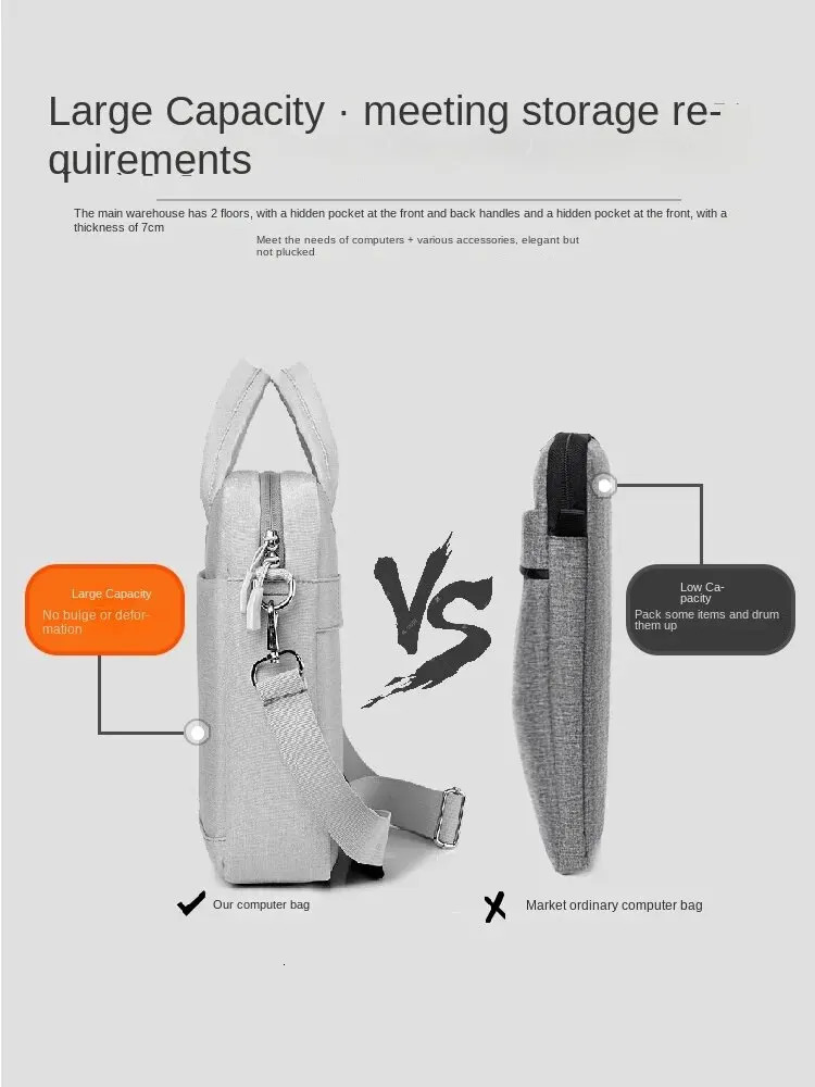 QINNXER Laptop Shoulder Case Business Large Capacity Crossbody Briefcase 15.6inch Thickened Shockproof Inner Tank Necessaire Bag 240528