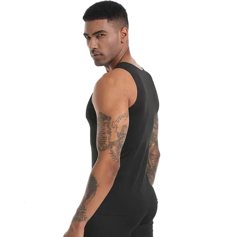 Gym Shirts for Men Sleeveless Tank Tops Workout Absorbent Quickdrying Compression Slimming Shapewear Mens Undershirt 240527
