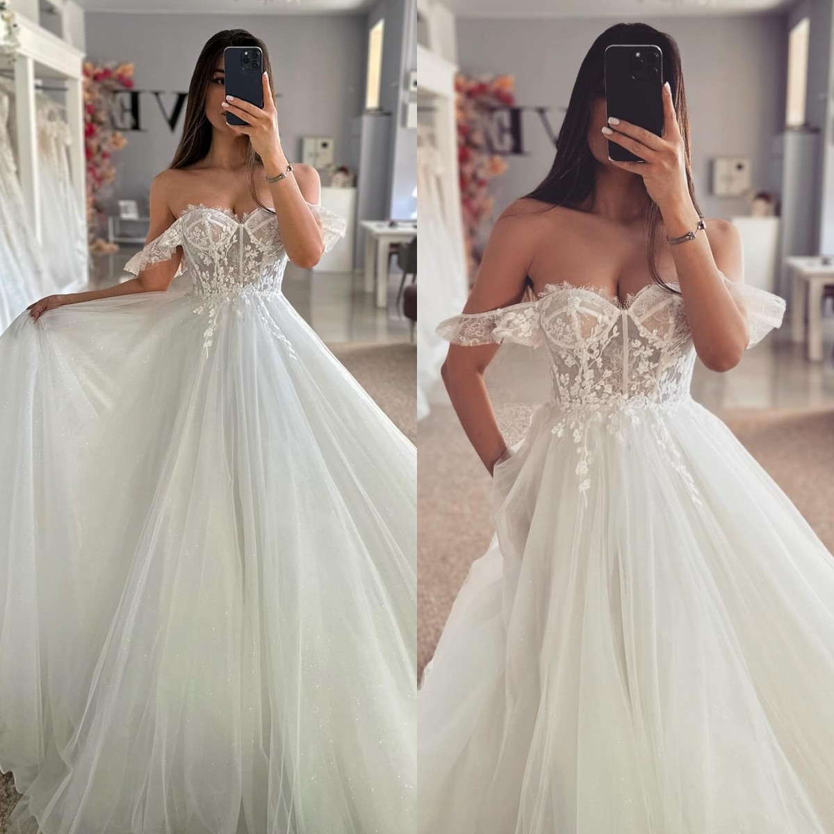Vintage A Line Dress For Bride Lace Off Shoulder Country Wedding Dresses Bone Bodice Vestidos De Novia Tulle Bridal Gowns 0616