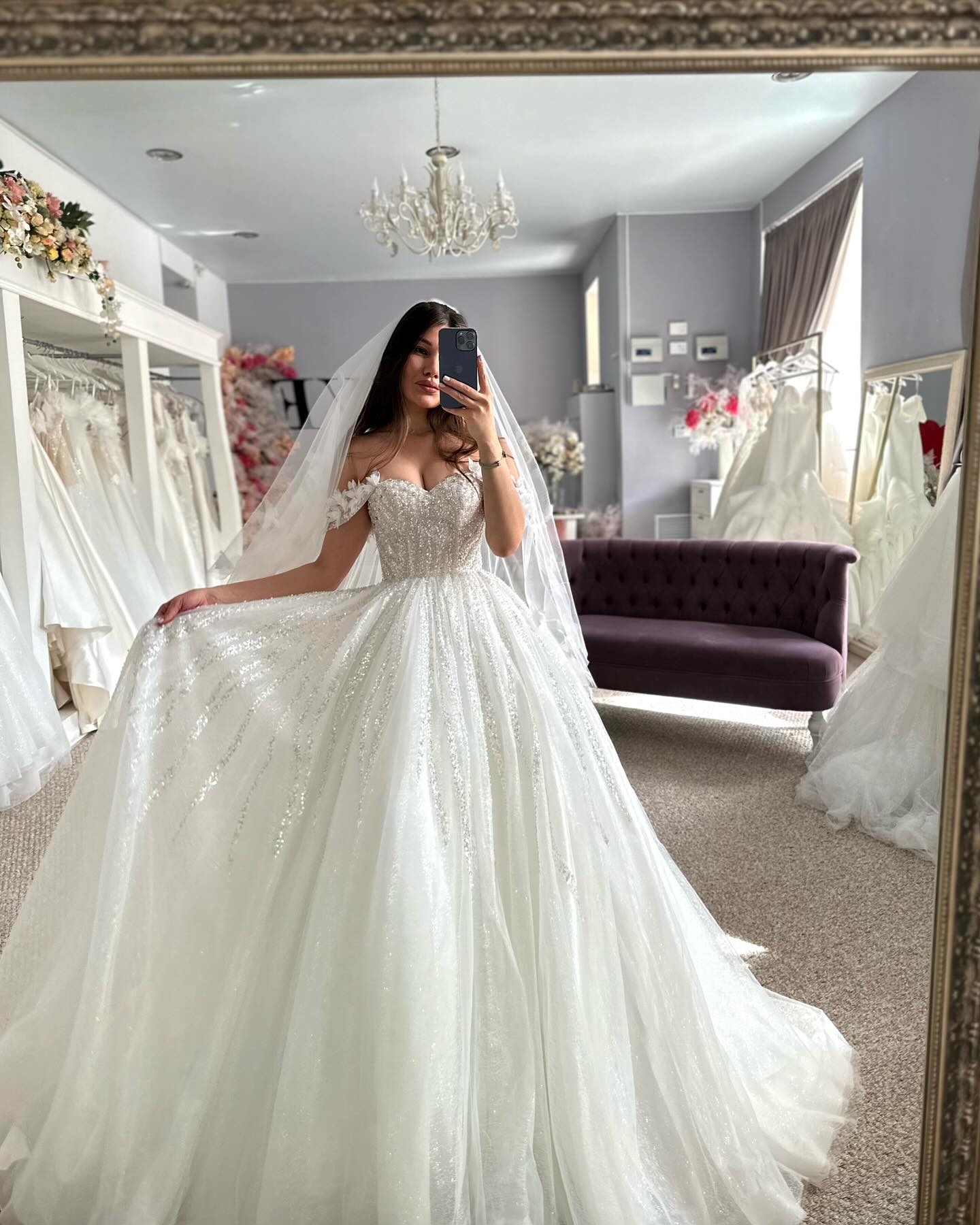 Boho A Line Dress Appliqued Off Shoulder Country Wedding Dresses Sequins Tulle Vestidos Novia Bodice Bridal Gowns Robe De Mariage 0616