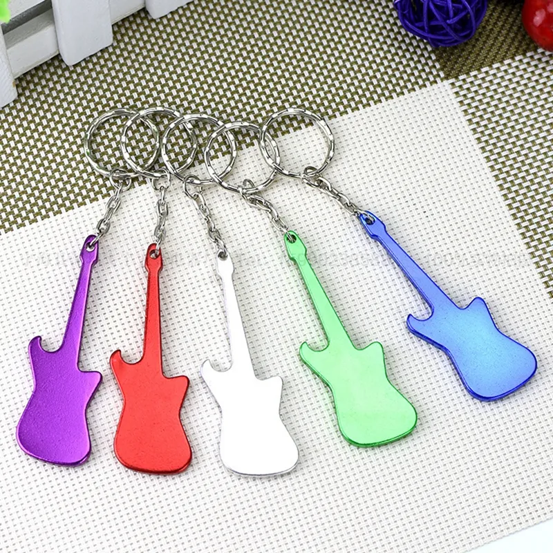 Guitar Shaped Openers Keychain Metal Key Ring Bottle Opener Can Custom 0605