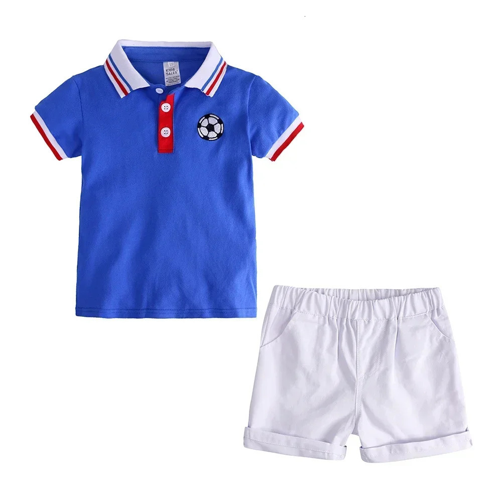 Toddler Kids Boys Summer Leisure Set 2Pieces Polo Shirt Short Pants Outfits Cotton Little Kids Holiday Playwear Clothes Sets 240531