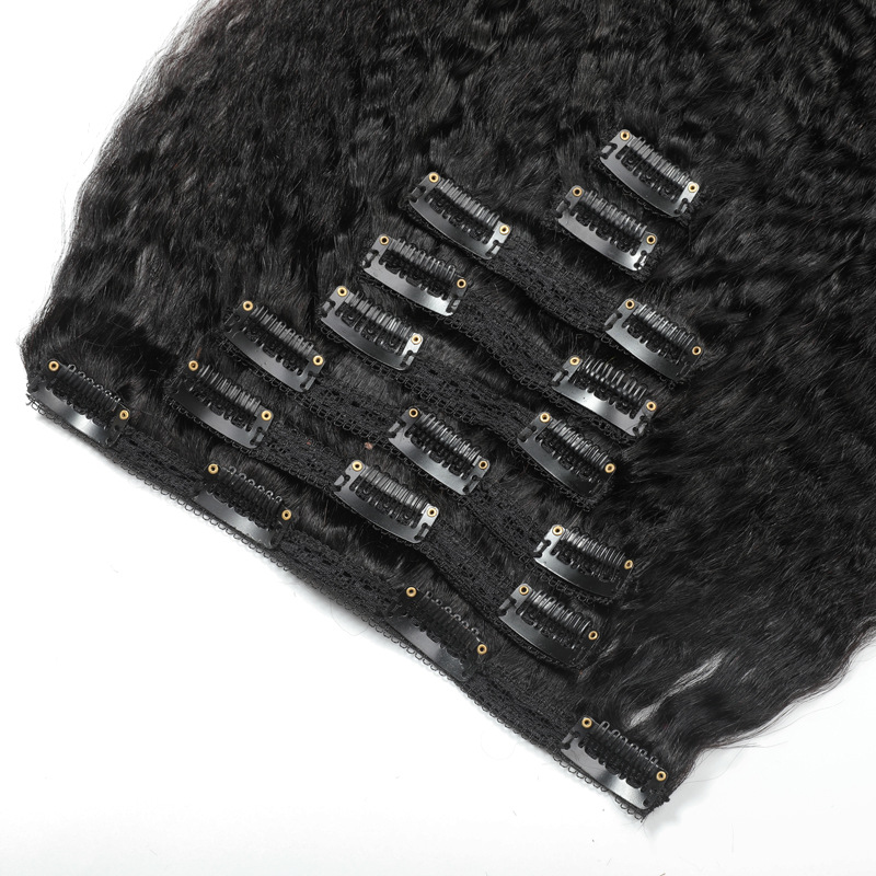 Kinky Straight Clip In Human Hair Extensions Natural Black 7pieces/set 8pcs/set 120Grams