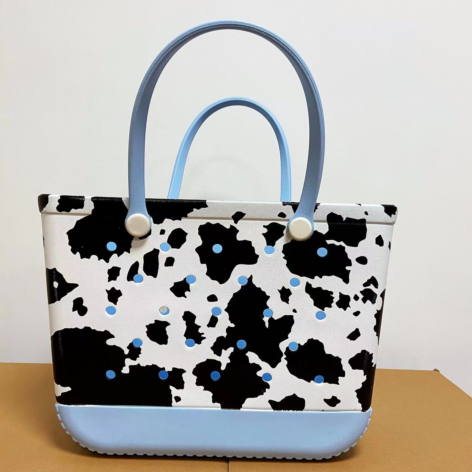 Fashion Women Summer Beach Bags XL Silicone Custom Tote Cow Leopard Print Eva Plastic Rubber Bogs Bags Shopping Baskets 0715