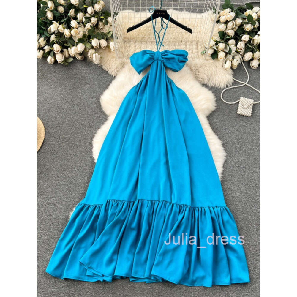Vacation dressing with camisole dress womens mind machine hollowed out backless sexy strapless long satin dress ruffled edge skirt