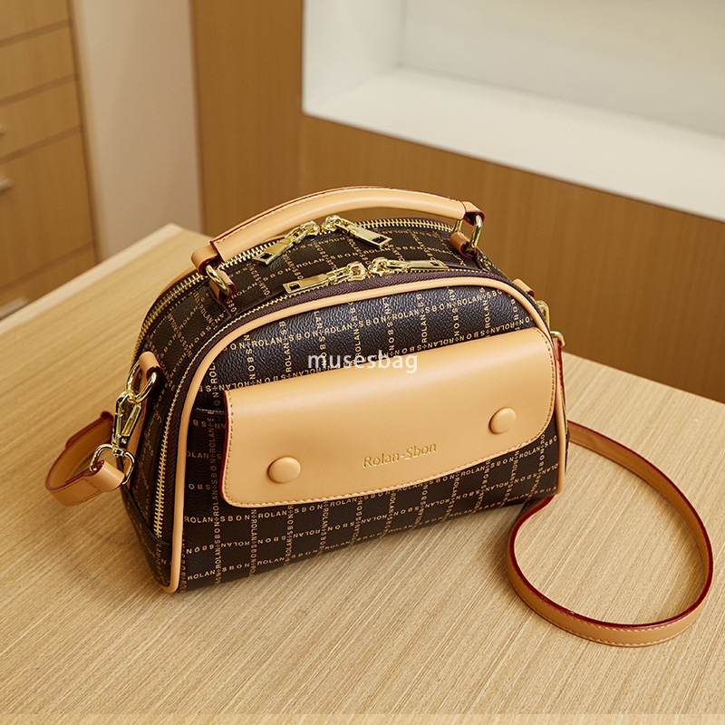 Large capacity handbag new contrasting tote bag crossbody bag women's one shoulder small round bag high-end fashion women's bag