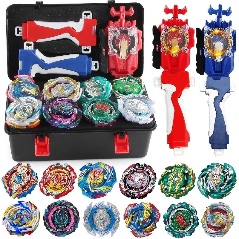 Beyblade Burst Gyro Toys 12 Spinning Tops 2 Launchers Stickers Combat Battling Game with Portable Box Gift for Kids 240523