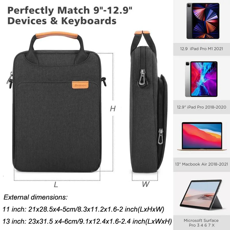 NIDOO Laptop Bag Sleeve For MacBook Air Pro 13 M1 Shoulder Bag For iPad Pro 12.9 Waterproof Notebook Briefcase Case Handbag 240528