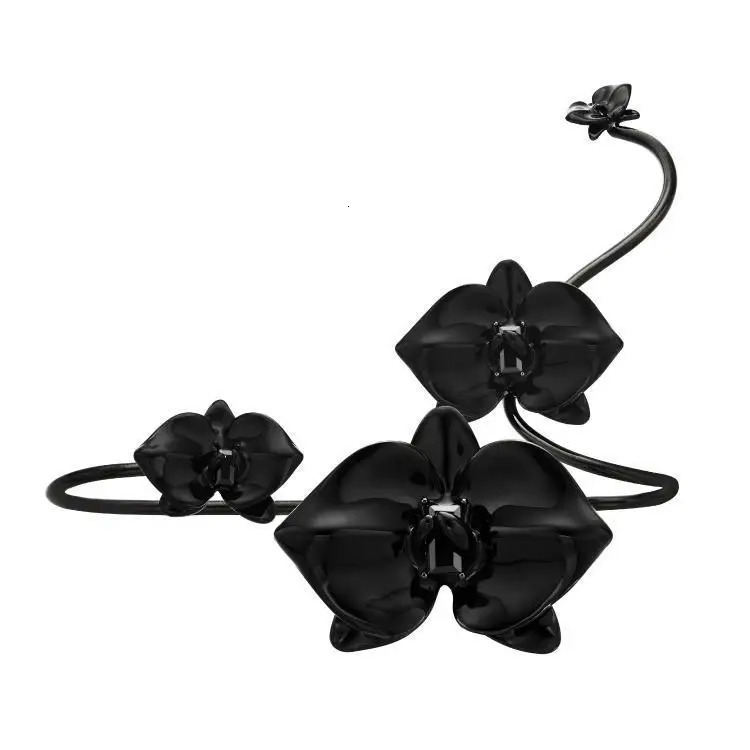 Orchid ring opening adjustable combination enamel crystal 240521