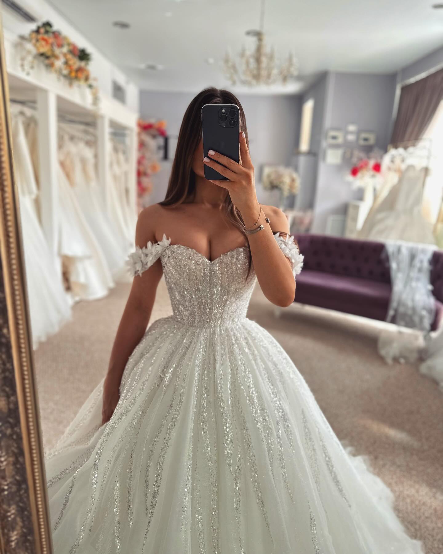 Boho A Line Dress Appliqued Off Shoulder Country Wedding Dresses Sequins Tulle Vestidos Novia Bodice Bridal Gowns Robe De Mariage 0616