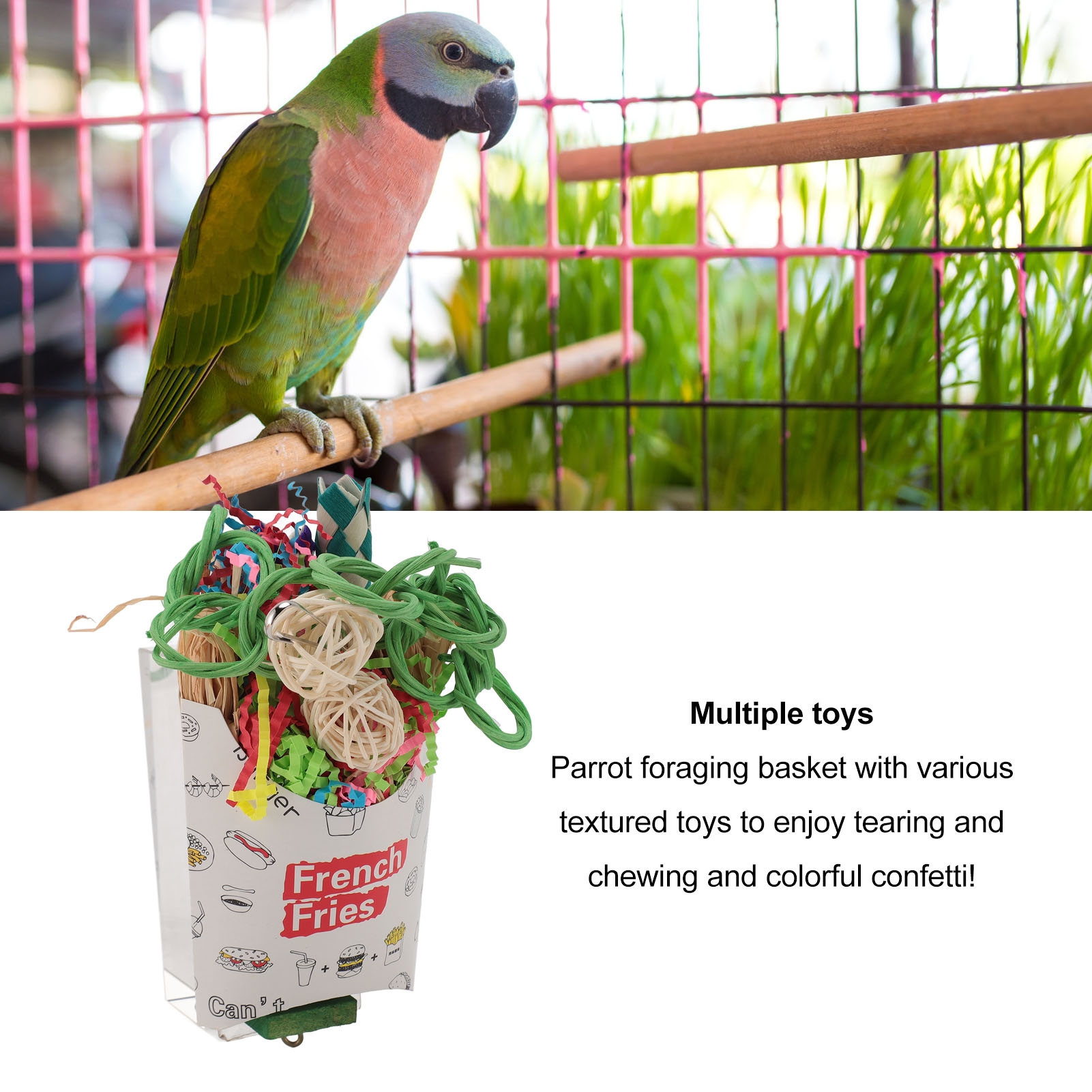 Bird Chewing Shredding Foraging Toys Colorful Encourage Instinct Bird Shredded Paper Toys for Small Medium Parrot Birds