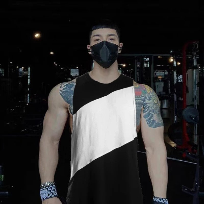 Bodybuilding Sport Tank Tops Men Gym Clothing Fitness Workout Sleeveless Shirt Male Patchwork Stringer Singlet Summer Undershirt 240529