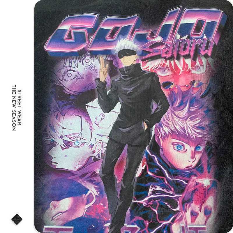 Men's T-Shirts Anime Zenin Maki T-shirt Vintage Wash Satoru Gojo T-shirt Extra Large T-shirt Harajuku Comic Fushiguro Toji Tops Ts Man Y240531ECU