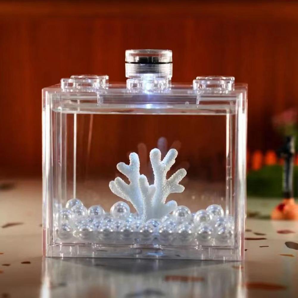 Mini Fish Tank Transparent Pet Box Compact Create Vitality Cute Desktop Fish Tank Table Baby Turtles Raising Box
