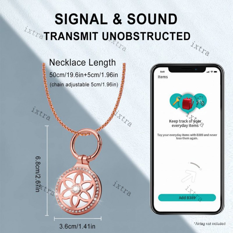 Airtag Necklace,Titanium Alloy Metal Dial Design Airtag Necklace Kids,75cm/29.5in Adjustable Alloy Chain Air tag Necklace for Ad